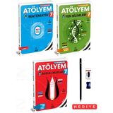 7.sınıf Atölyem Yeni Müfredata Göre Matematik-Fen Bilimleri-Sosyal Bilgiler Soru Bankası Tadında 3 Kitap Set Kalem Seti Hediyeli