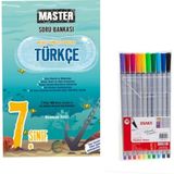7. Sınıf Master Türkçe Soru Bankası ve Fineliner Pen Renkli Kalem Set 0.4 mm