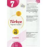 7. Sınıf Türkçe 40 Yaprak Test Palme Yayınları