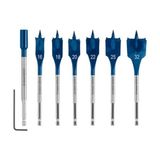 7 x Expert Self Cut Speed Yassı Freze Matkap Seti (Yumuşak Ahşap, Sunta, Çap 16 – 32 Mm, Profesyonel Aksesuar, Matkap/tornavida Için) - Option-1 - 0- Koyu Mavi