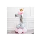 7 Yaş Gümüş Rakam Ve Kral Tacı Folyo Balon Doğum Günü