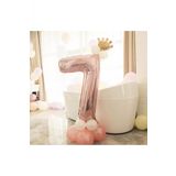 7 Yaş Rose Rakam Ve Kral Tacı Folyo Balon Doğum Günü