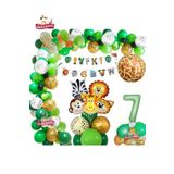 7 Yaş Safari Partisi Malzemeleri Temalı Folyo Lüks Zincir Balon Seti Doğum Günü Parti Seti Süsü