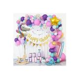 7 Yaş Unicorn Lüks Makoron Renkler Balon Zincir Doğum Günü Parti Seti Süsü, 78955542101