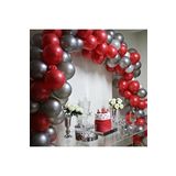 70 Adet 12 inç Metalik Kırmızı-Gümüş Balon+ 5 mt Balon Zinciri