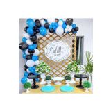 70 Adet Koyu Mavi -Siyah -Beyaz Balon Konsepti Ve Balon Zinciri