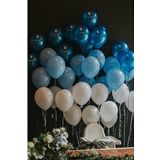 70 Adet Mavi-beyaz-lacivert Metalik Balon Ve Balon Zinciri Konsept Balon Parti Süslemeleri