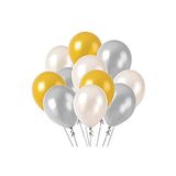70 Adet Metalik Balon Ve 5 Metre Balon Zinciri (Altın - Gümüş - Beyaz - Karışık) Uçan Balon