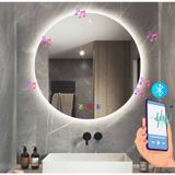 70 cm (çap) Bluetoothlu Buğu Çözücülü Dokunmatik Işıklı Ledli Yuvarlak Banyo Aynası