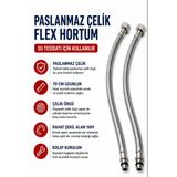 70 Cm Paslanmaz Çelik Örgülü Flex Hortum 3/8 Su Bağlantı Hortumu Batarya Ve Klozet Uyumlu