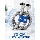 70 cm Paslanmaz Çelik Örgülü Flex Hortum 3/8”x3/8” – Klozet ve Taharet Musluğu Için Dayanıklı Bağlantı Hortumu - Metalik Gri