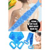 70 Cm Silikon Vücut Fırçası Silikon Duş Fırçası Selülit Masajı Banyo Sırt Kesesi Çift Taraflı 70 Cm