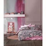 %70 Pamuklu Çift Kişilik Nevresim Takımı Yorgan Kılıfı Seti + Lastikli Çarşaf +2 Yastık K� - Çok Renkli - 100 x 100 cm
