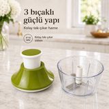 700 ml Pratik Manuel Doğrayıcı 3 Bıçaklı Basmalı El Rondosu Soğan Sebze Sarımsak Doğrayıcı Sariva Home