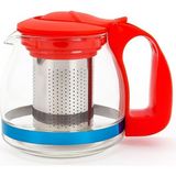 700 ml Süzgeçli Cam Çaydanlık Üstü Demlik Kırmızı - Çok Renkli