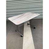 70*110 Pratik Tekerlekli Farklı Ren ve Desen Metal Ayaklı Masa, Orta Sehpa,çalışma Masası - 60*100 - EKRU MERMER