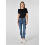 703 Carla Orta Bel Dar Kesim Düz Paça Kadın Mavi Jean Pantolon Cl1054495