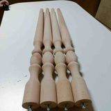70CM 5'lik Ham Cnc Desenli Masa Ayağı - Ahşap - Bej - Açılı Aparat