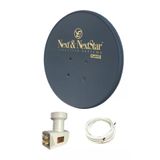 70Cm Ofset Çanak Anten Siyah Full Set + Dörtlü Lnb + 25 Metre Kablo B Kalite
