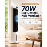 70W Buz Akülü Kule Tipi Vantilatör | Uzaktan Kumandalı | 3L Su Hazneli | 24 Saat Zaman Ayarlı Fan