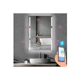 70x100 cm Bluetoothlu Buğu Çözücülü Dokunmatik Işıklı Kumlamalı Banyo Aynası