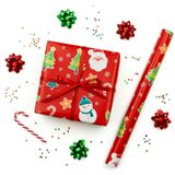70x100 cm Premium Yılbaşı Hediye Paketleme Kağıdı 2'li Set | Kolay Sarılabilir, Canlı Baskı, Özel Kutu ile Rulo Gönderim | M14
