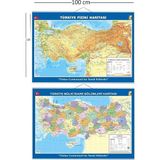 70X100 cm Türkiye Siyasi-Fiziki Çıtalı Harita - Standart