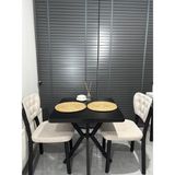 70X70 Yemek Masası Balkon Cafe Masa Sabit Masa Mutfak - 90x90 - Siyah