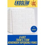 70x77 Cm 6 Adet Ekoslim 2mm Kendinden Yapışkanlı Sünger Beyaz Tuğla Duvar Paneli Kağıdı