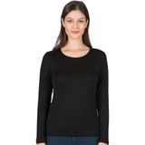 7124 Kadın Premium Yumuşak Rahat Kumaş Viskon Bisiklet Yaka Uzun Kollu Örme Bluz - Siyah - XL