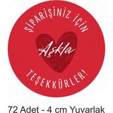 72 Adet 4 cm Kırmızı Eğlenceli Için Teşekkürler Yuvarlak Çıkartma Sticker Etiket
