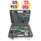 72 Diş Eğik 3'Lü Cırcır Set 121 Parça Lokma Takımı Oto Tamirci Tam Set 1/2-3/8-1/4