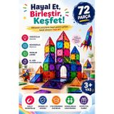72 Parça Manyetik Yapı Blokları Eğitici Mıknatıslı İnşa Oyuncağı 3+ Yaş Çocuk Gelişim Oyuncağı