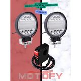 72 Watt Yuvarlak Su Geçirmez Led Motosiklet Sis Farı Takımı + Usb'li Buton