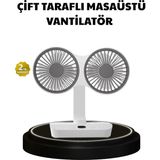 720° Dönebilen Çift Başlıklı USB Şarjlı Masaüstü Vantilatör – Sessiz ve Güçlü Serinl - Çok Renkli