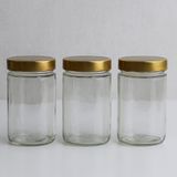 720 ml Derin Cam Kavanoz 3’lü Set – Gold Metal Kapaklı, Sızdırmaz ve Sağlam - 3 Adet