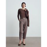 72268 Kemerli Havuç Pantolon-Koyu Vizon 38