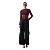 72665 İnce Kemerli Pantolon-Siyah 40