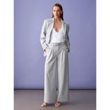 72682 Kemerli Pileli Pantolon-Gri 40