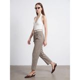 72729 Keten Karışımlı Kemerli Pantolon-Bej 36
