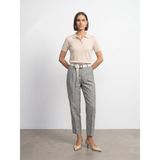 72729 Keten Karışımlı Kemerli Pantolon-Taş 36