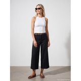 72752 Kemerli Keten Culotte Pantolon-Siyah 38