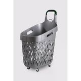 73 L Tekerlekli Alışveriş Sepeti Gri - Yeşil Saplı 4 Tekerlekli Alışveriş Sepeti, 87X54x39 Cm