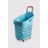 73 L Tekerlekli Alışveriş Sepeti Turkuaz - Turuncu Saplı 4 Tekerlekli Alışveriş Sepeti, 87X54x39 Cm