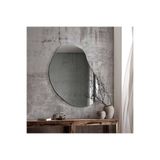 74x96cm Asimetrik Oval Boy Aynası | Lüx Antre Aynası | Makyaj Aynası | Salon Konsol Aynası Gümüş 96 x 74