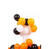 75 Adet Turuncu - Beyaz- Siyah Metalik Balon 3'Lü Renk