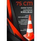75 cm Esnek Trafik Konisi – Çift Reflektörlü, Dayanıklı ve Kırılmaz