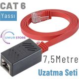 7,5 Metre Cat6 Kablo Uzatma Seti, Yassı Ethernet Kablo ve Ekleyici