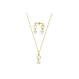7,5 Mm Halka Doğal İnci Küpe Kolye İkili Set