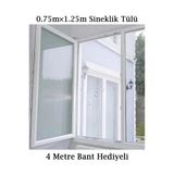 75Cm×125Cm Pencere Sineklik Teli Tülü 4 Mt Bant Hediyeli